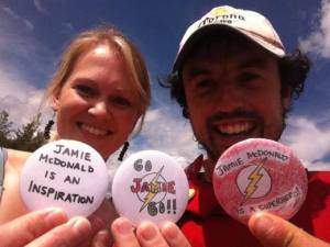 "Heather just rocked up on the side of the highway with some motivational badges"