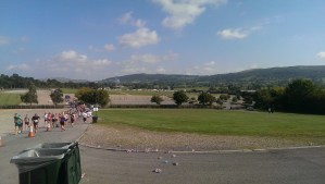 Entering the famous Cheltenham Racecourse. Many people struggled with this section as it's so exposed and you can see the runners a LONG way ahead of you...but I loved it.